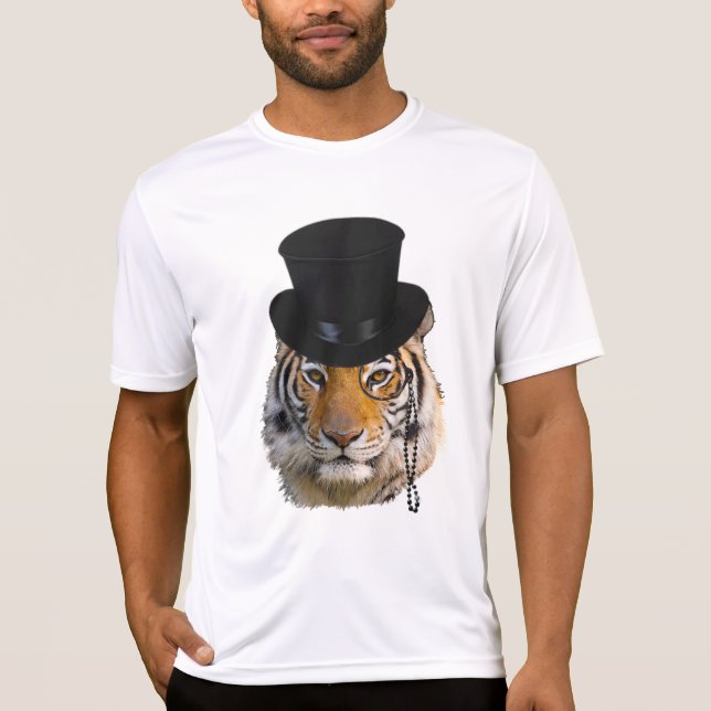 Tiger med top hat och monoclen t shirt (Framsida)