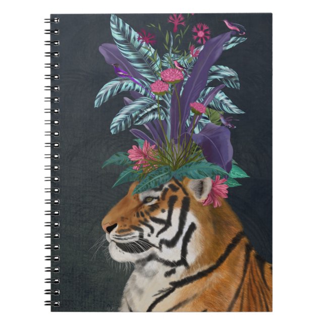 Tiger med Tropiskt hörlstycke Anteckningsbok (Framsidan)