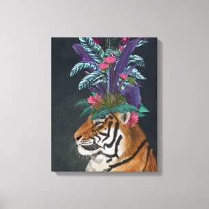 Tiger med Tropiskt hörlstycke Canvastryck