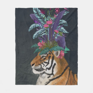 Tiger med Tropiskt hörlstycke Fleecefilt