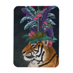 Tiger med Tropiskt hörlstycke Magnet