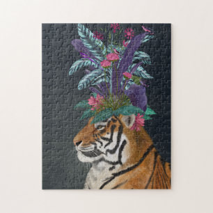 Tiger med Tropiskt hörlstycke Pussel
