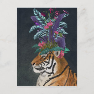 Tiger med Tropiskt hörlstycke Vykort