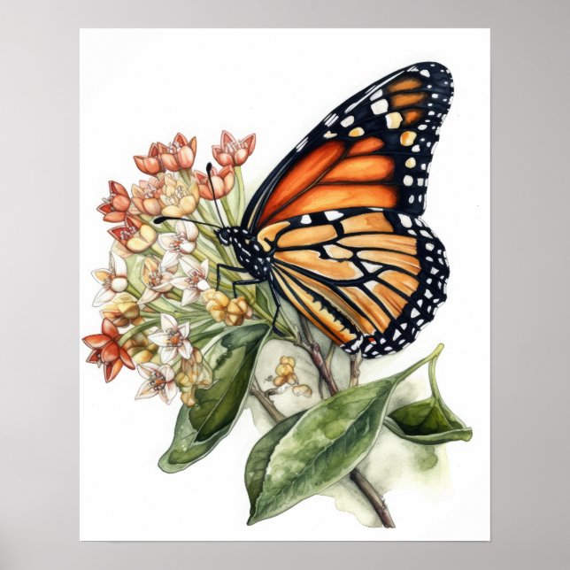 Tiger Milkweed Butterfly Art Print Poster (Framsidan)