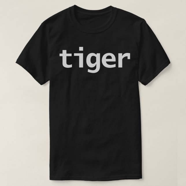 Tiger Minimum Typography White Text T Shirt (Design framsida)