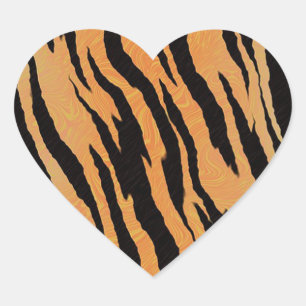 Tiger Mönster Hjärtformat Klistermärke