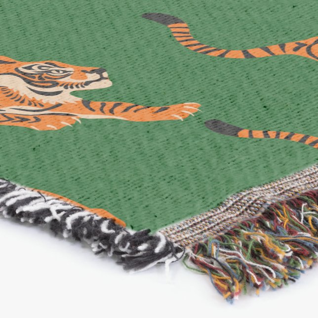 Tiger Mönster med Gröntens bakgrund Filt (Hörn)