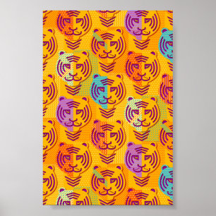 Tiger mönster på mörkens gult - bakgrund poster
