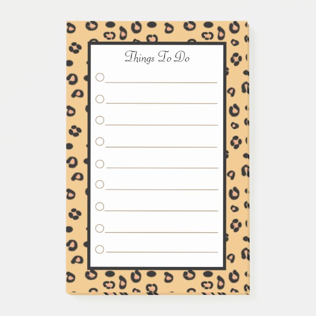Tiger Mönster Personliga Att Göra Post-it Block (Framsida)