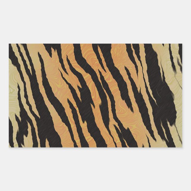 Tiger Mönster Rektangulärt Klistermärke (Framsida)
