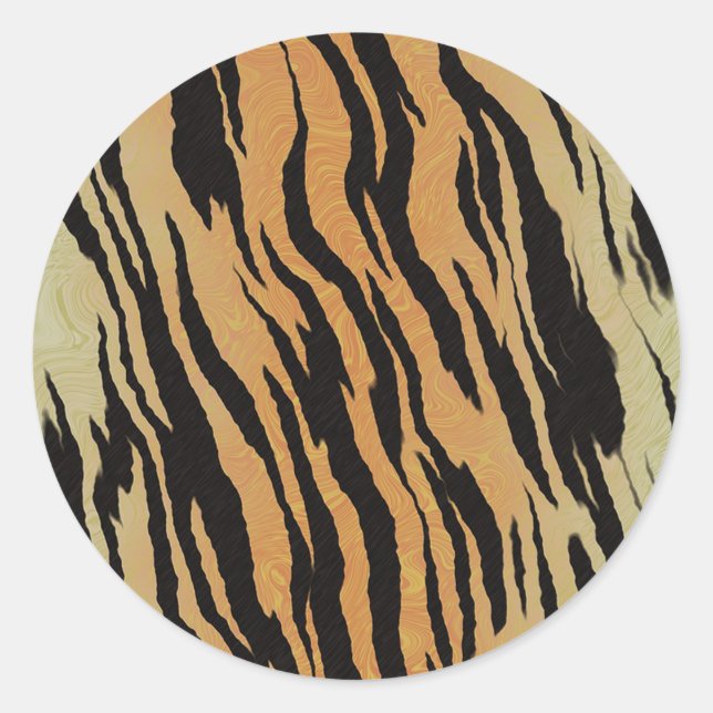 Tiger Mönster Runt Klistermärke (Framsida)