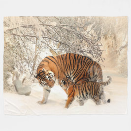 Tiger Mor och Unge Anpassningsbar Fleece Blanket,