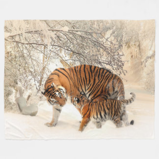 Tiger Mor och Unge Anpassningsbar Fleece Blanket,
