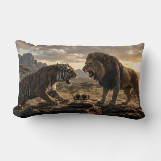 Tiger mot Lejon Lumbarkudde (Framsida)