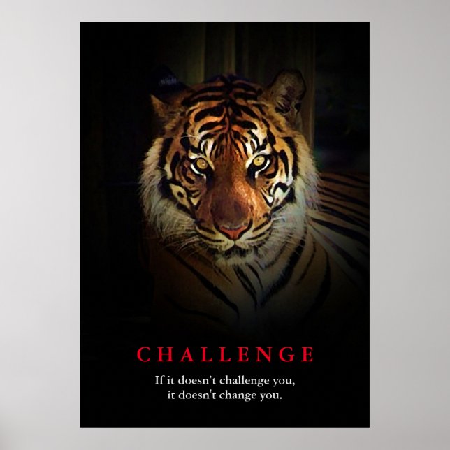 Tiger Motivation Challenge Quote Poster (Framsidan)