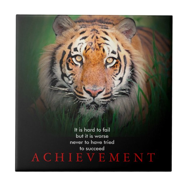 Tiger Motivational Achievement Kakelplatta (Framsidan)