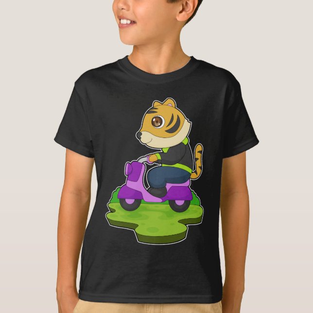 Tiger Motorcykel T Shirt (Framsida)