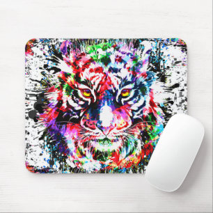 Tiger Mouse Pad Färgfull Teckning Abstrakt Art Musmatta