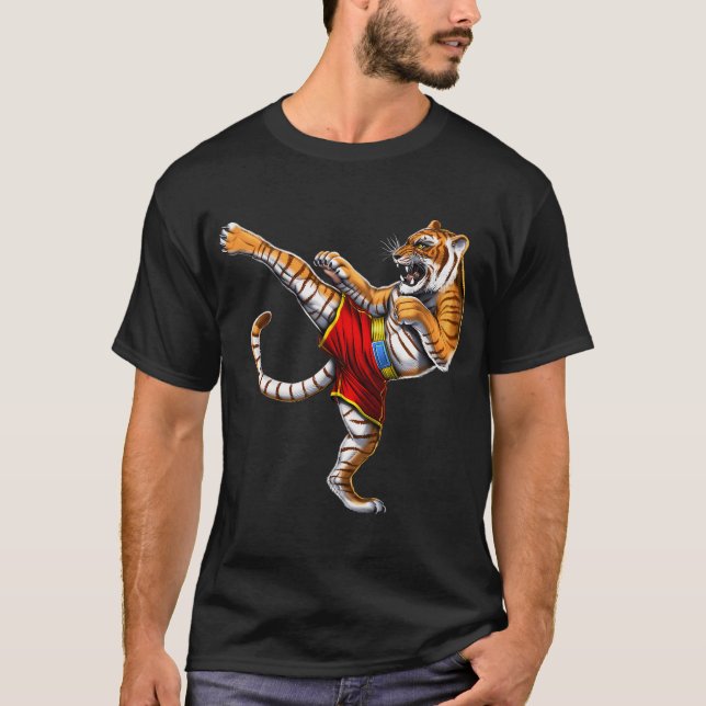 Tiger Muay Thai-krigare T Shirt (Framsida)