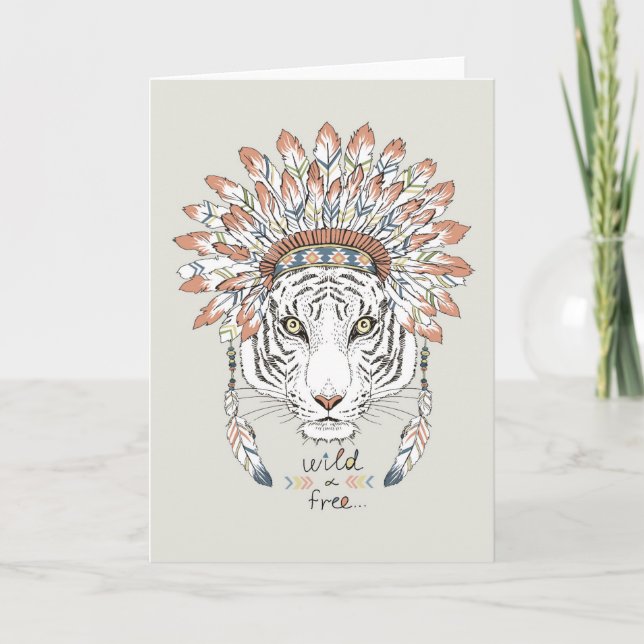 Tiger Native Indian Chief Kort (Framsida)