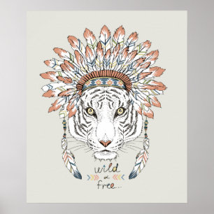 Tiger Native Indian Chief Poster