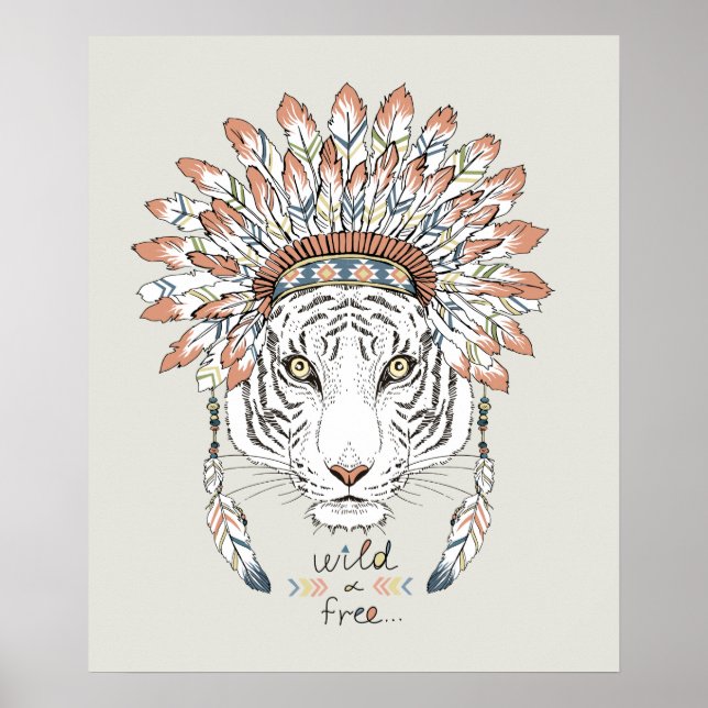 Tiger Native Indian Chief Poster (Framsidan)