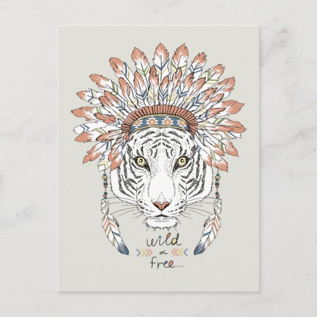 Tiger Native Indian Chief Vykort (Framsida)