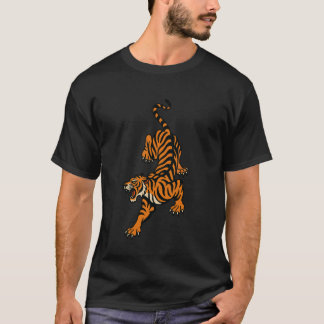 Tiger Nedåtgående Krypande Tatovering Gammal skolb T Shirt