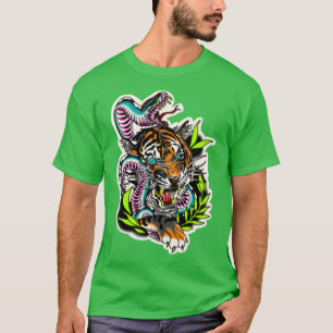 Tiger Neo traditionell tatuering T Shirt