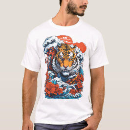 Tiger Oceanen 1 Japansk Stil White T Shirt