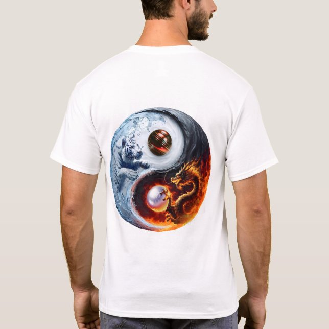 Tiger och Dragon Yin och Yang T Shirt (Baksida)