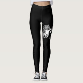 Tiger och Dragon, Yin Yang, Modern svart och vitt Leggings