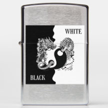 Tiger och drak svart vit Zippo-tändare