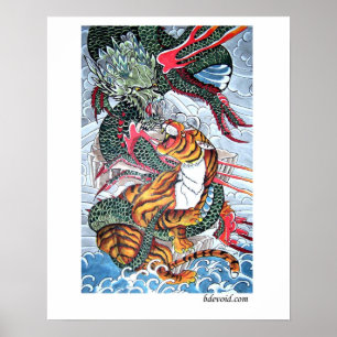 Tiger- och drakeaffisch poster