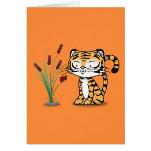 Tiger och en nyckelpiga hälsningskort