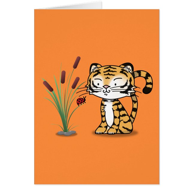 Tiger och en nyckelpiga hälsningskort (Framsidan)