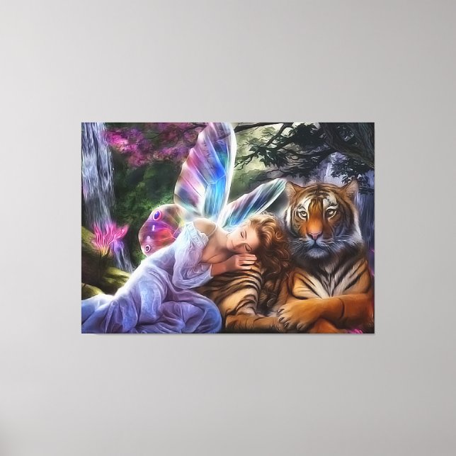 Tiger och fjäril canvastryck (Framsida)