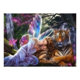 Tiger och fjäril fototryck