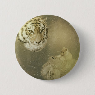 Tiger och kattungen, rund bricka knapp