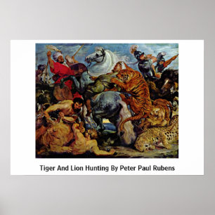 Tiger och Lejon jakt av Peter Paul Rubens Poster