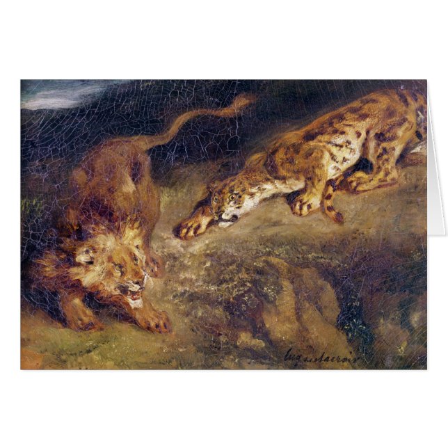 Tiger och lejont hälsningskort (Framsidan Horizontal)