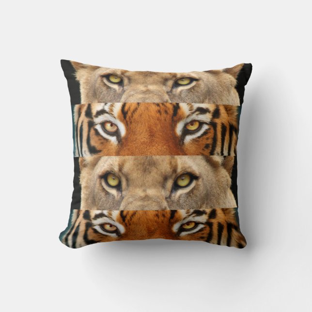 Tiger och lejont ögafoto kudde (Framsida)