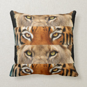 Tiger och lejont ögafoto kudde