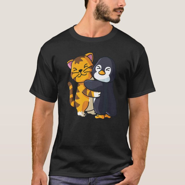 Tiger och Penguin Cute Zoo Animals Hugger T Shirt (Framsida)