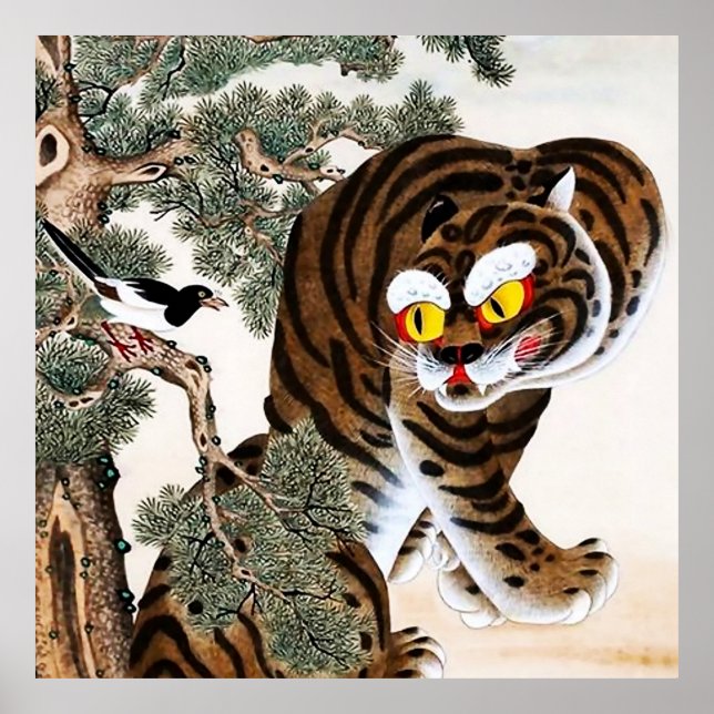 Tiger och Skata Minhwa under Tall Poster (Framsidan)