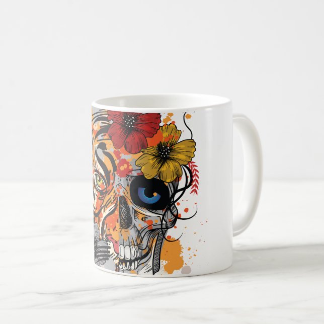 Tiger och Skull-contemporary art mugg (Framsida höger)