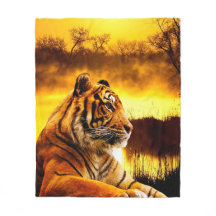 Tiger och solnedgång