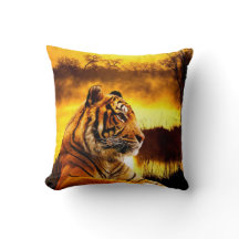 Tiger och solnedgång