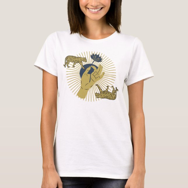 Tiger och Sunburst Boho Graphic T Shirt (Framsida)