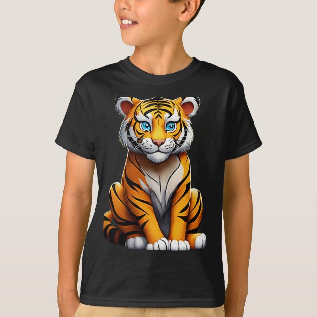 Tiger och Superhjälte Team Up T-Shirt (Framsida)